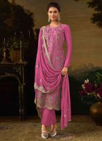 Silk Pink Party Wear Embroidery Work Straight Suit